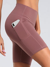 Ladies Stitching Five Point Sports Pocket Tight Fitness High Waist Hip Lifting Cycling Yoga Shorts