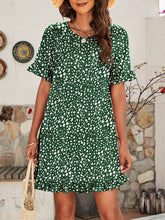Women's Printed Ruffle Stretch Knit Dress