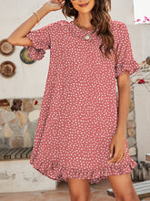 Women's Printed Ruffle Stretch Knit Dress