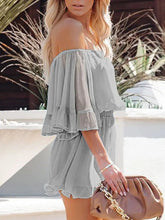 Women's splicing short-sleeved loose-fitting solid-color chiffon jumpsuit