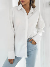 Women's Long Sleeve Drop Shoulder Shirt With Sleeve Button Detail