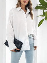Women's Long Sleeve Drop Shoulder Shirt With Sleeve Button Detail
