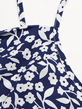 Floral suspender dress slim fit slit print dress