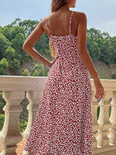 Floral suspender dress slim fit slit print dress