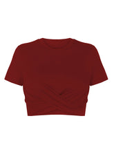Women's Knitted Short Slim Fit T-Shirt with Navel and Knot
