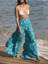 Women's printed loose casual holiday wind strappy wide-leg pants