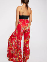 Women's printed loose casual holiday wind strappy wide-leg pants