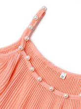 Women's New Chiffon Pleated Pearl Camisole Top