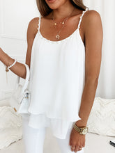 Women's New Chiffon Pleated Pearl Camisole Top