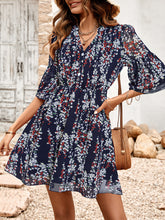 Women's Floral Print Short Sleeve Ruffle Trim Minidress