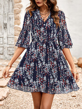 Women's Floral Print Short Sleeve Ruffle Trim Minidress