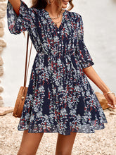 Women's Floral Print Short Sleeve Ruffle Trim Minidress