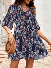 Women's Floral Print Short Sleeve Ruffle Trim Minidress