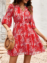 Women's Floral Print Short Sleeve Ruffle Trim Minidress