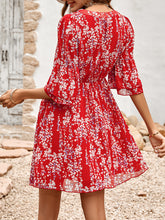 Women's Floral Print Short Sleeve Ruffle Trim Minidress