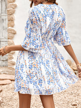 Women's Floral Print Short Sleeve Ruffle Trim Minidress