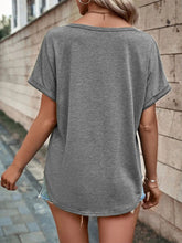 Women's Knitted Casual V-Neck Button Short Sleeve Top