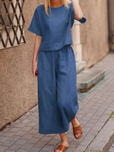 Women's Casual Suit Loose Solid Color Shirt Trousers Two-Piece Set