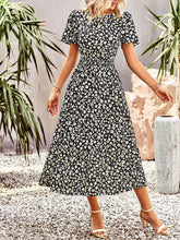Floral Dress 2023 Summer Temperament Elegant Waist Short Sleeve Long Dress