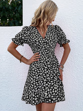 Women's woven floral ruffle one piece floral dress