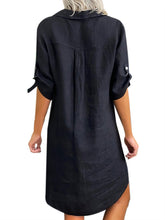 Casual cotton short-sleeved shirt dress
