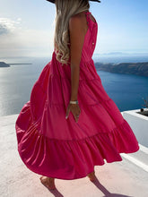Women's Solid Color Tiered Halter Maxi Dress