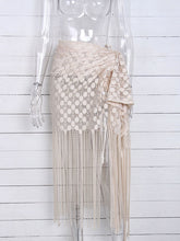 Women's hollow beach lace fringed blouse skirt