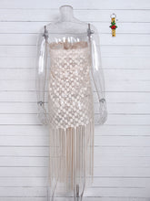 Women's hollow beach lace fringed blouse skirt