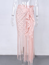 Women's hollow beach lace fringed blouse skirt