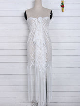 Women's hollow beach lace fringed blouse skirt