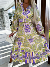 Women's  Long Sleeve Faux Wrap Midi Dress