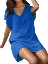 Women's Solid Color Linen Blend Shirt Dress