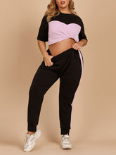 Women’s Plus Size Contrast Top With Matching Active Pants Set