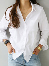 Women's Solid Color Button-up Long-sleeve Shirt