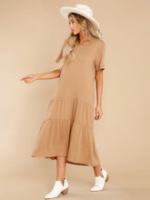 Women's solid color casual comfortable loose short-sleeved long dress
