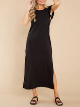 Women's A-line mid-length knitted dress with wooden ears