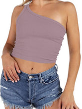 Women's Solid Color One-shoulder Crop Top