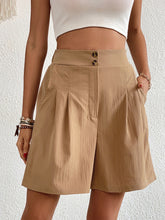 Women’s Solid Color Pleated High Waist Linen Shorts