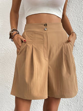 Women’s Solid Color Pleated High Waist Linen Shorts