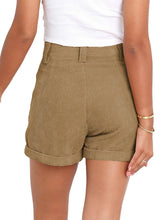 Women's Casual Pants High Waist Solid Color Corduroy Loose Shorts
