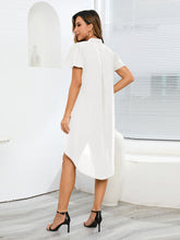 Women's Woven Ruffle Lace Button-Up Shirt Dress
