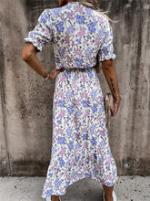 Women's Floral Print Short Sleeve V-Neck Dress