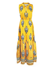 Women's Sleeveless Midi Bohemian Print Dress