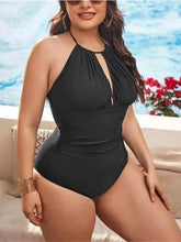 Plus Size Women-Halter Neck Sexy Backless One-Piece Swimsuit