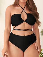 Plus Size Ladies Clothes - Halter Backless Cross Strap Bikini Set