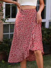 Women's Floral Irregular Ruffle Skirt