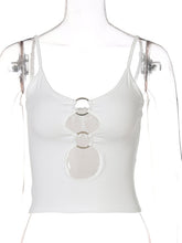 Fashionable chest hollow out navel slimming camisole top