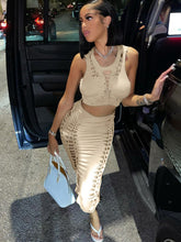 Summer Fashion Solid Color Hollow Round Neck Vest Slim Skirt Set