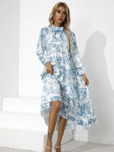 Round Neck Print Loose Cropped Sleeve Dress