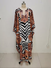 New women's leopard print skirt loose robe dress